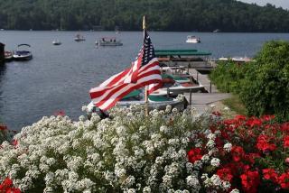 American Flag by lakeside