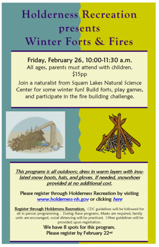 Flyer for Forts and Fires on Feb. 26th