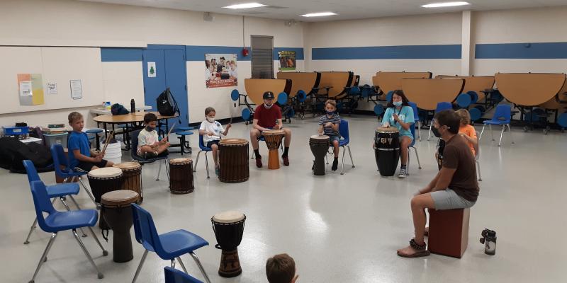 Picture of drumming workshop at SummerEscape 2021